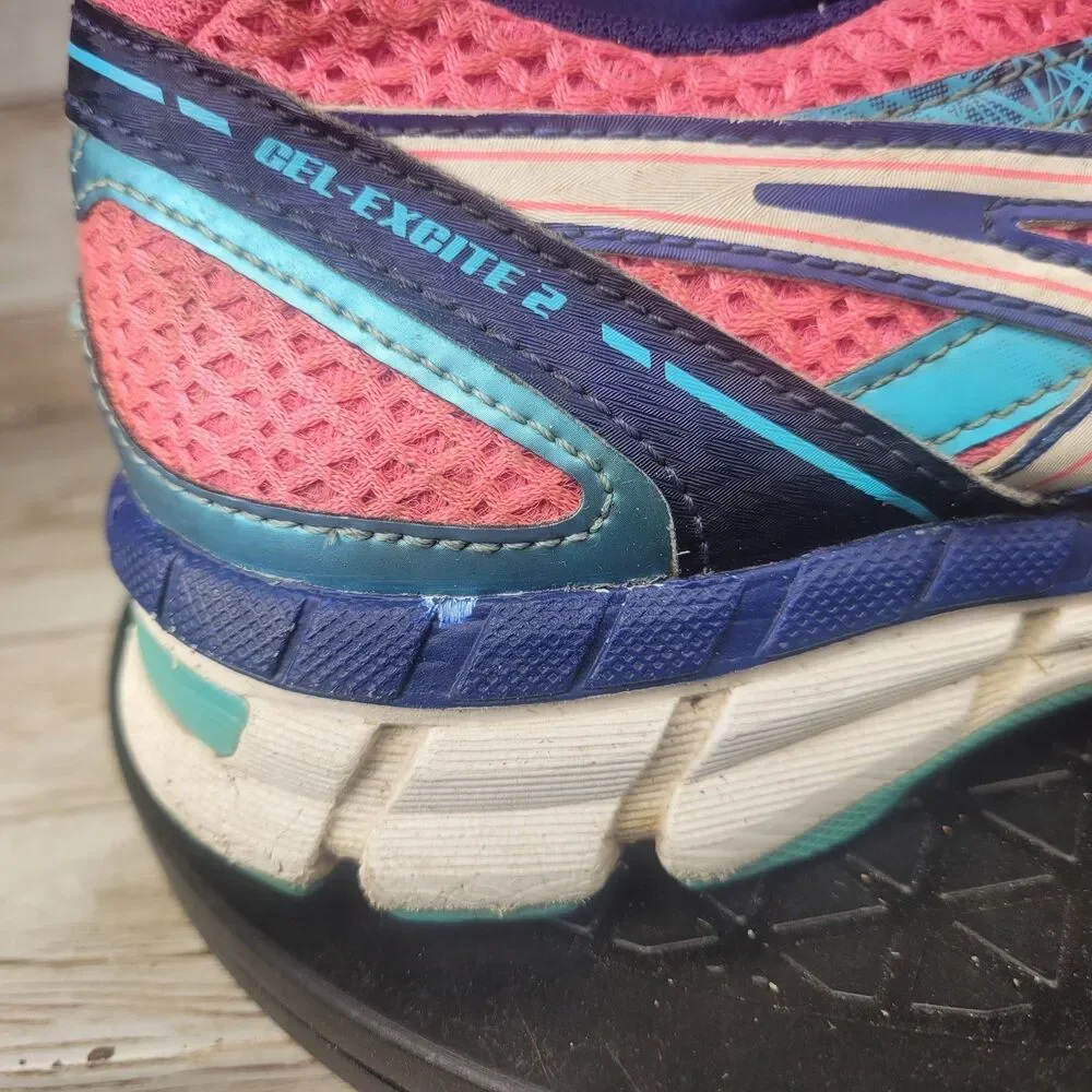 ASICS Gel-Excite 2 Sneakers Women's Size 6.5 Pink Blue Lace Up Running Shoes